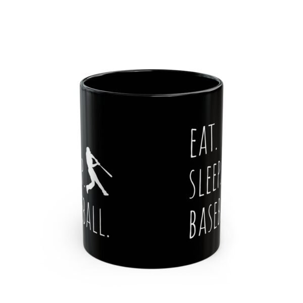 baseball enthusiast mug eat. sleep. baseball. gift for sports lovers, coffee cup, baseball fan gift, black ceramic mug, sports souvenir