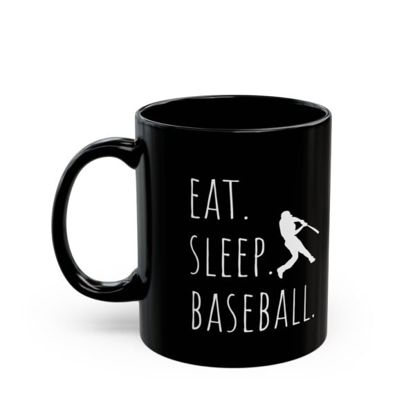 baseball enthusiast mug eat. sleep. baseball. gift for sports lovers, coffee cup, baseball fan gift, black ceramic mug, sports souvenir